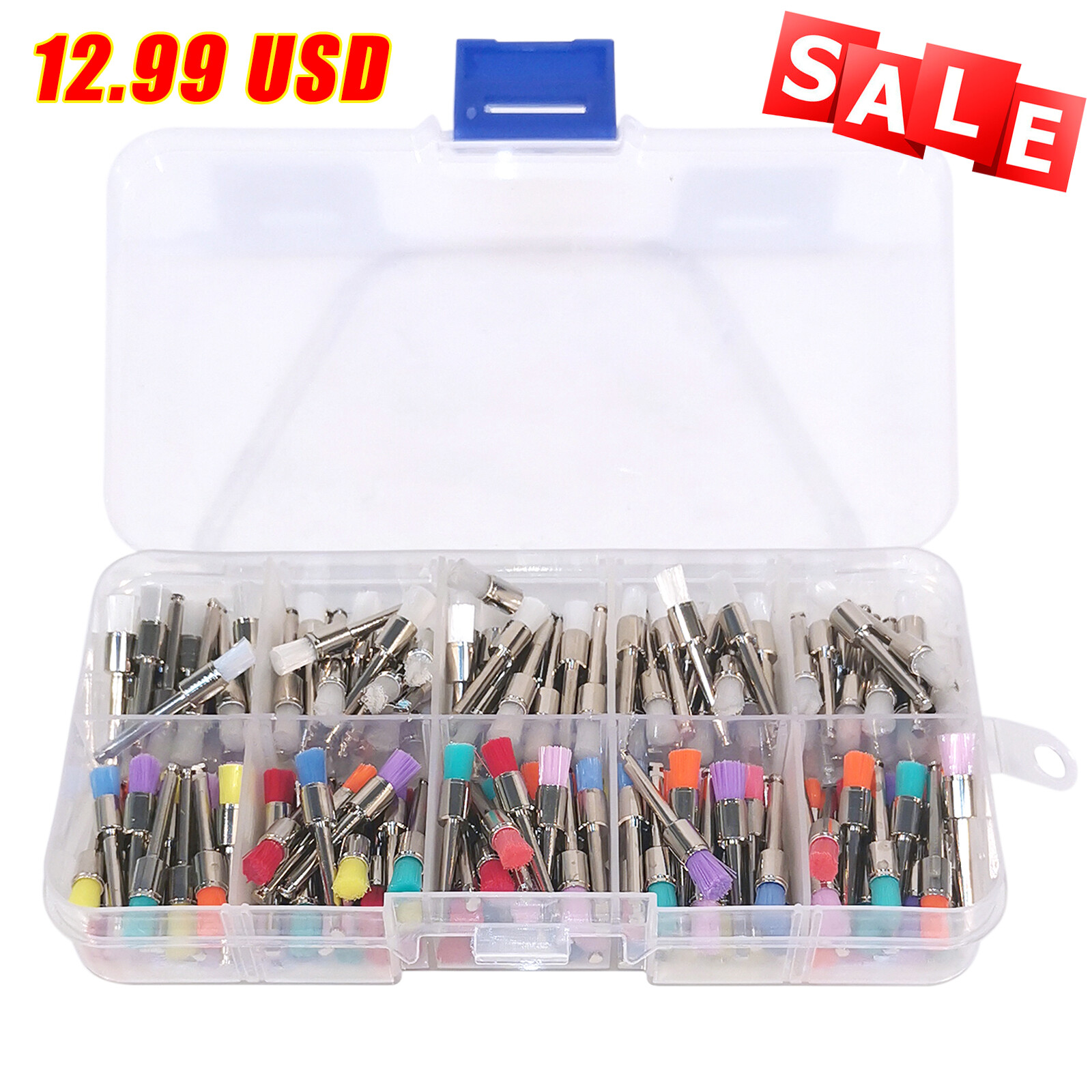 200 * Mixed Color Nylon Latch Flat Dental Polishing Polisher Prophy Brushes