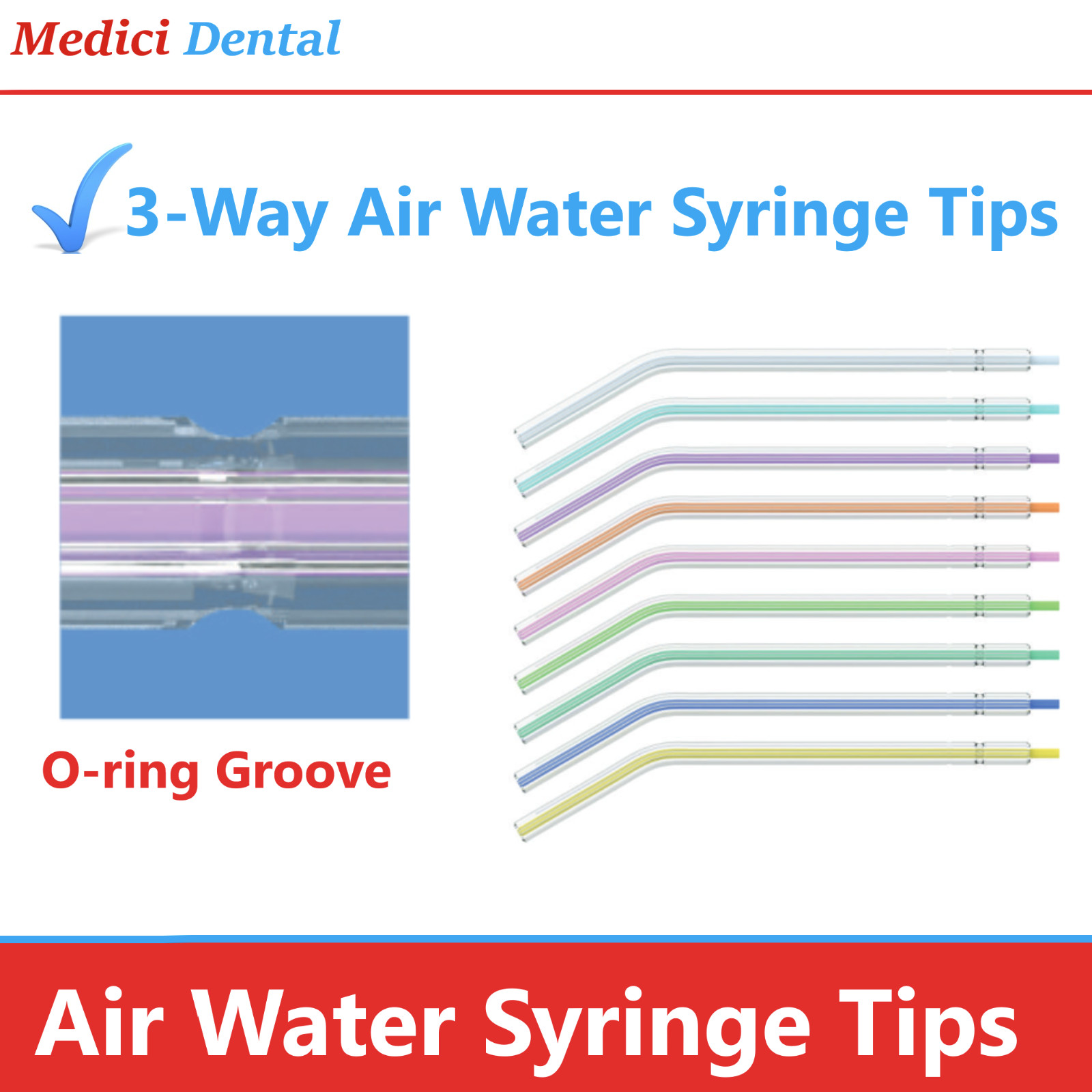 Dental Air Water Spray Nozzles/Tips Triple 3-way Syringe Nozzles/Tips/Tube, FDA