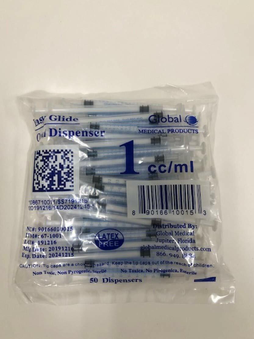 Global Medical Products 1cc/ml Oral Syringe Clear with Tip Cap 305217 – 50