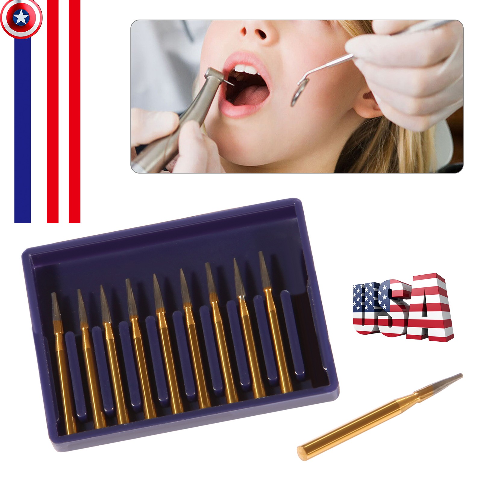 Dental Burs 19mm Carbide Bur Friction Grip FG For High Speed 10Pcs Pack