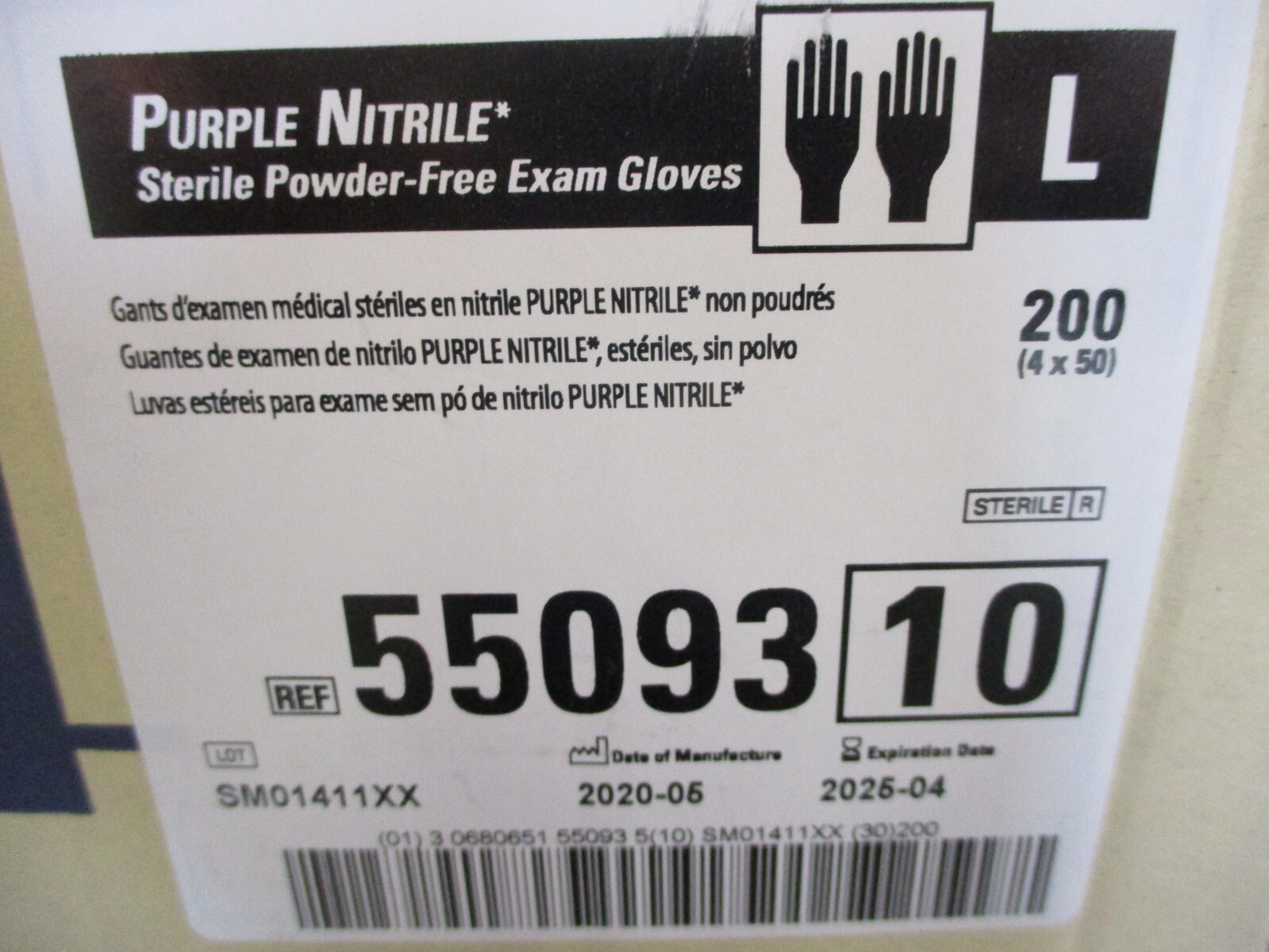 200 PAIR Kimberly-Clark 55093 Sterile Purple Nitrile Exam Gloves Large 04/2025