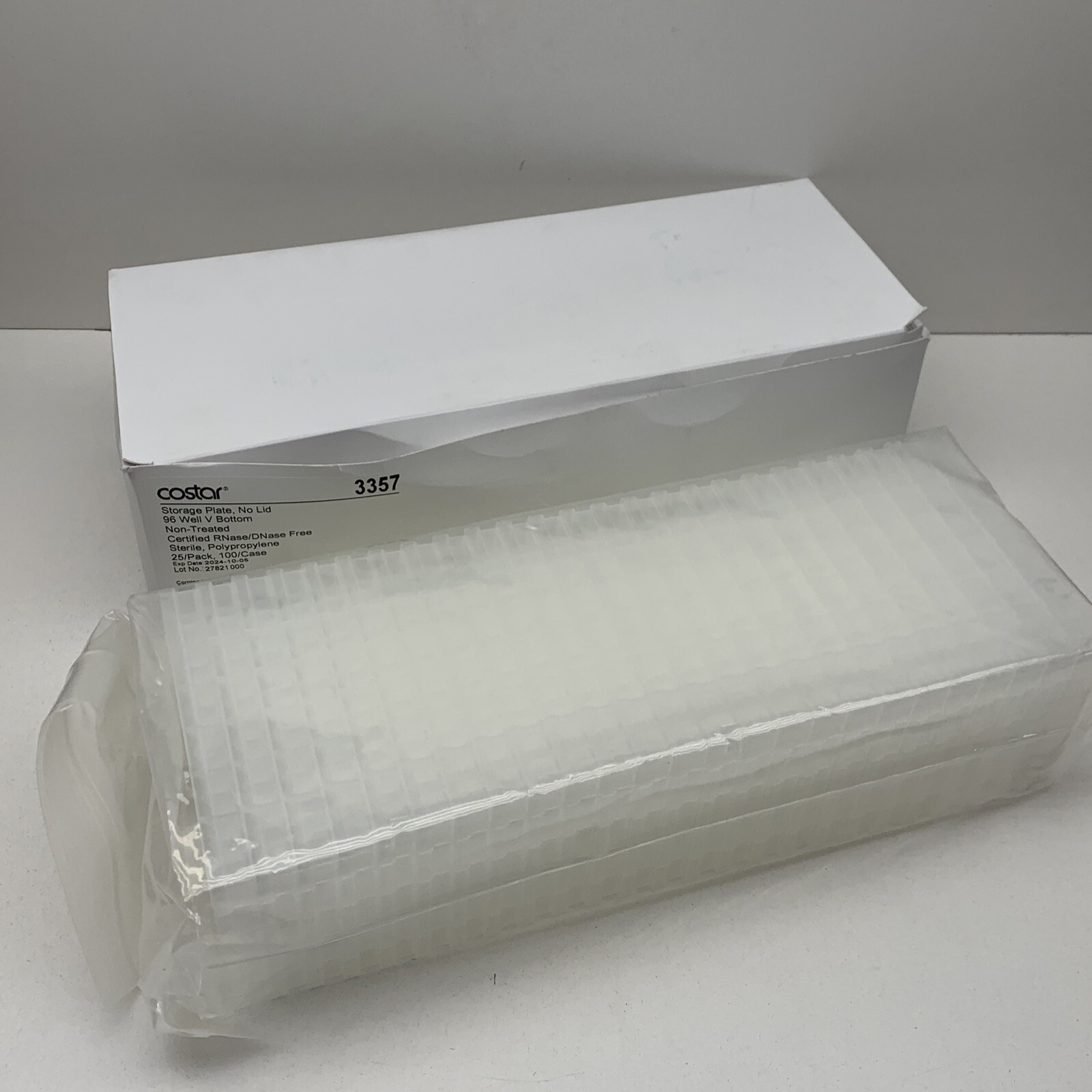 (25-Pack) Corning Costar 3357 V-Bottom Storage Plate 96-Well No Lid, Sterile