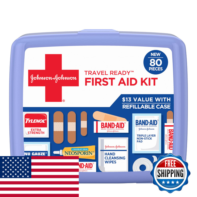 Band-Aid Brand Travel Ready Portable Emergency First Aid Kit For Minor Wound