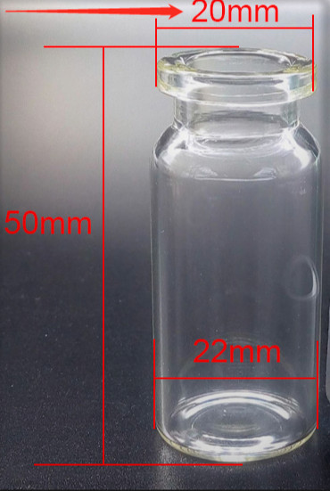 100pcs Lab 10ml Clear Vials+Caps 20mm Glass Bottles HPLC Beveled Edge Crimp Top