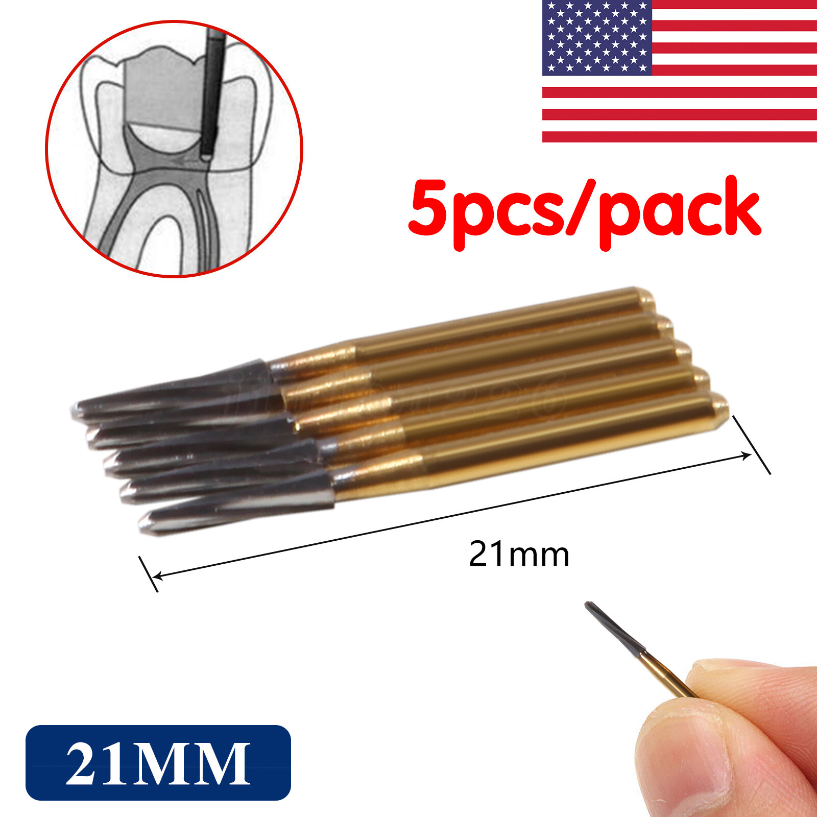 5PCS Dental Endodontic ENDO-Z Tungsten Carbide Burs FG Round Bur High Speed 21mm