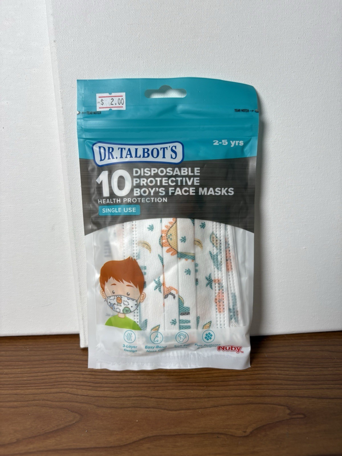 Dr. Talbot’s Disposable Protective Face Masks for Boys 2-5 Years – 10-Count -…