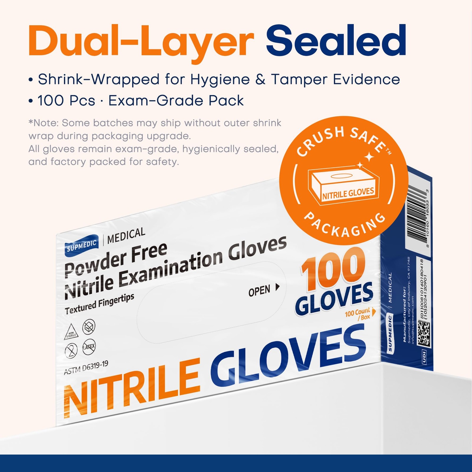 Supmedic Medical Nitrile Exam Gloves, LatexFree, PowderFree, Food Safe, Cooki…