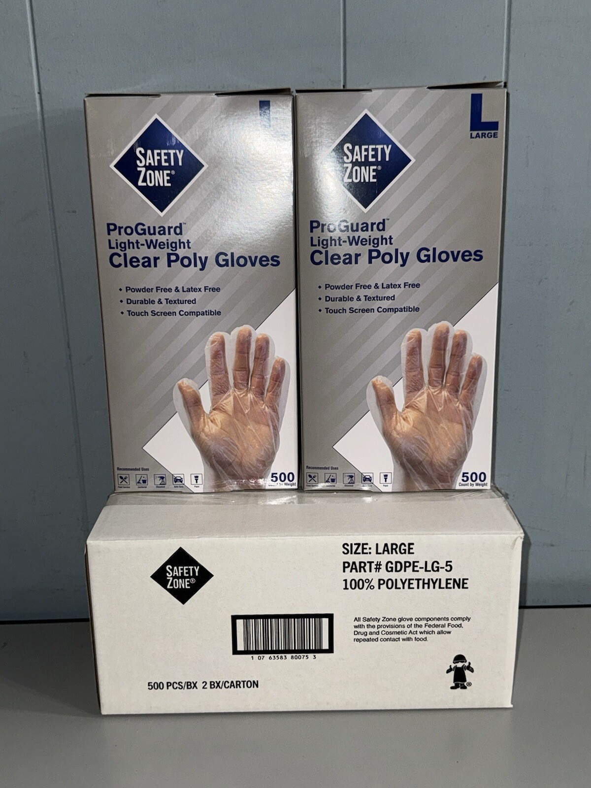 2000 Safety Zone Poly Gloves Size Large – 4 Boxes x 500