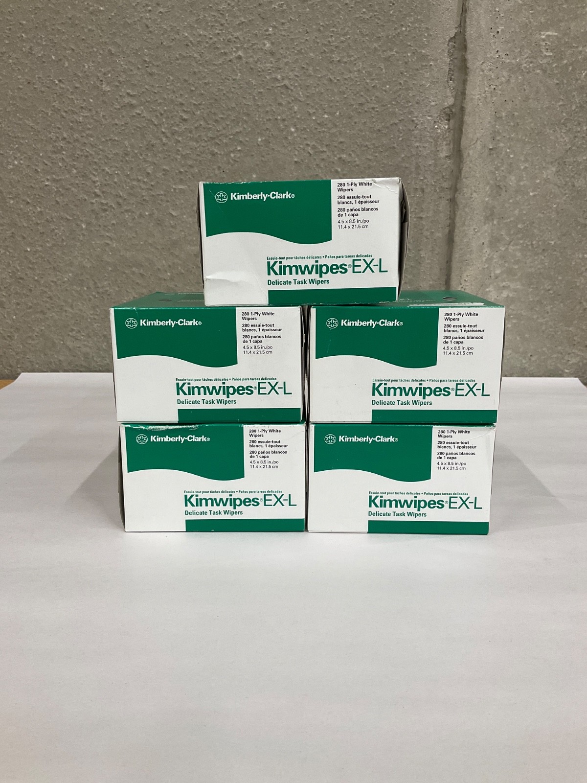 *LOT OF 5* KIMBERLY CLARK 34155 KIMWIPES EX-L DELICATE TASK WIPES PACK OF 280