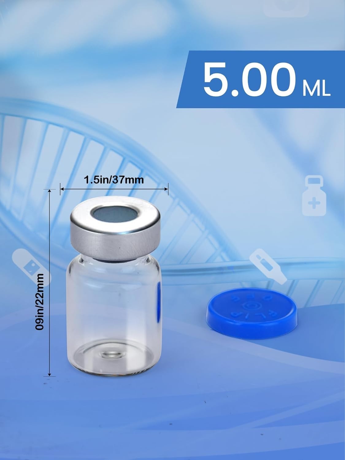 Versatile 5ml Glass Vials for Lab Use – Pack of 10 with Secure Aluminum Caps