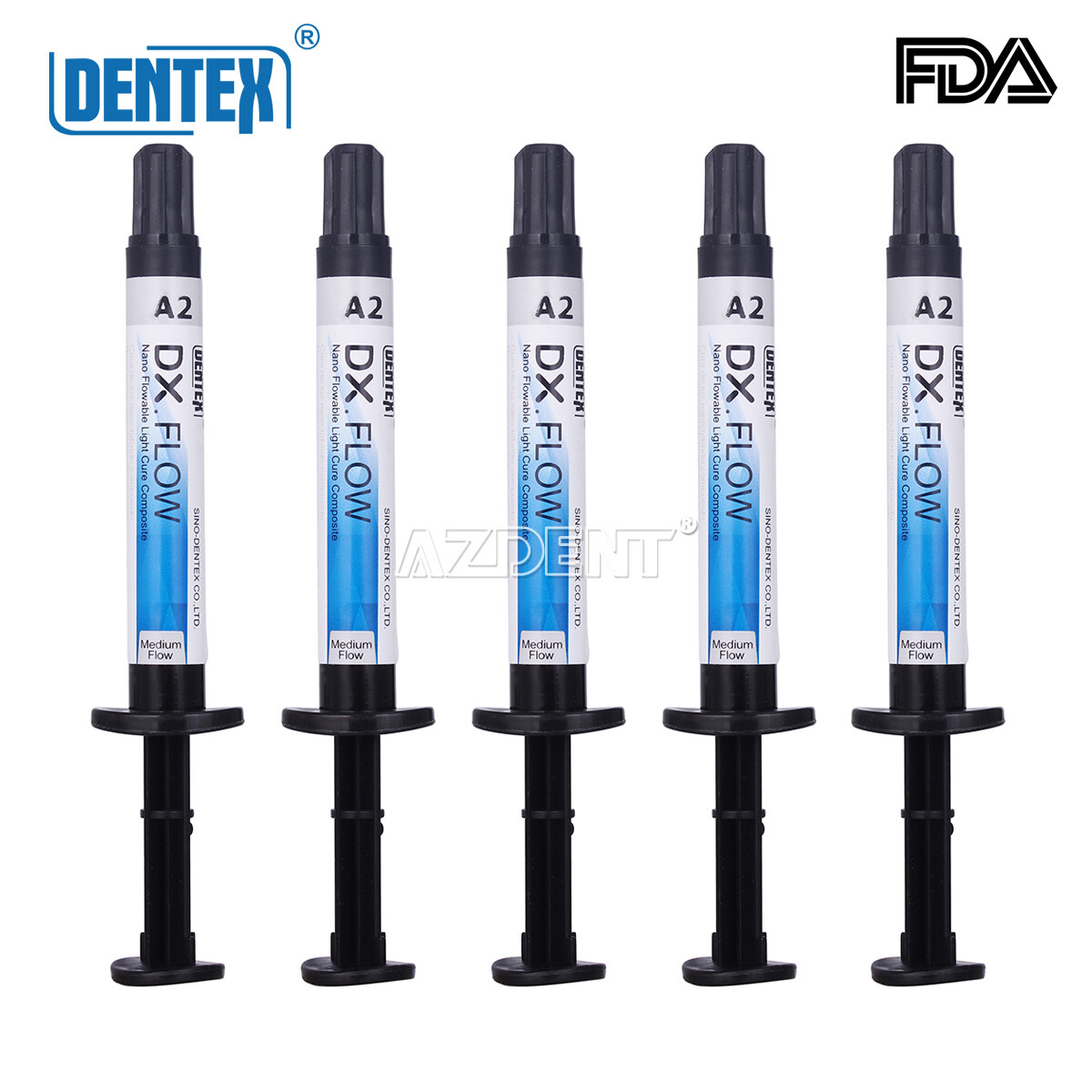 Dentex Dental Flowable Light Cure Composite Resin Medium Flow A2 3g/Syringe