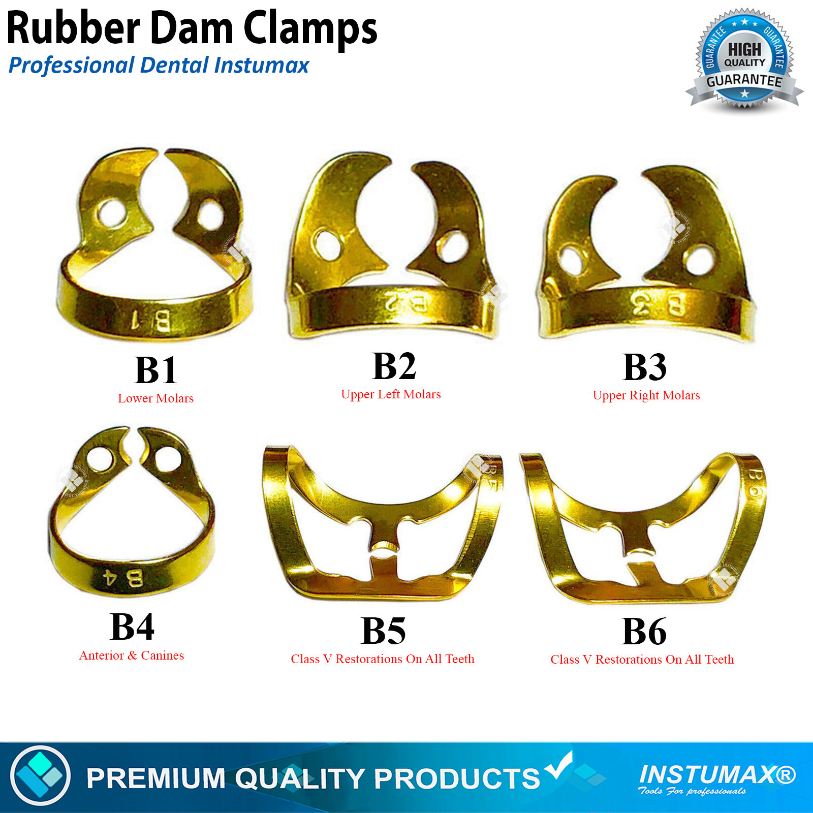 Dental Universal Bicuspids Premolar Brinker Tissue Clamps for Rubber Dam Use