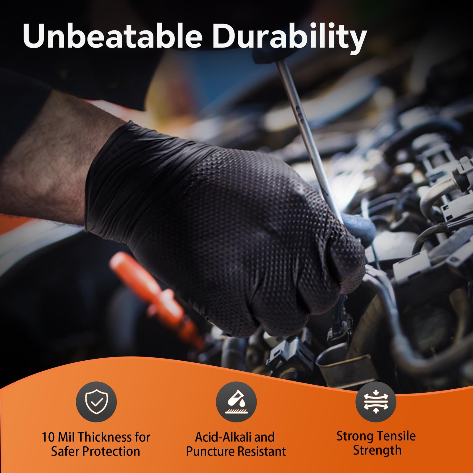10mil Nitrile Gloves Thickindustrial Disposable Gloves With Diamond Texturedheav