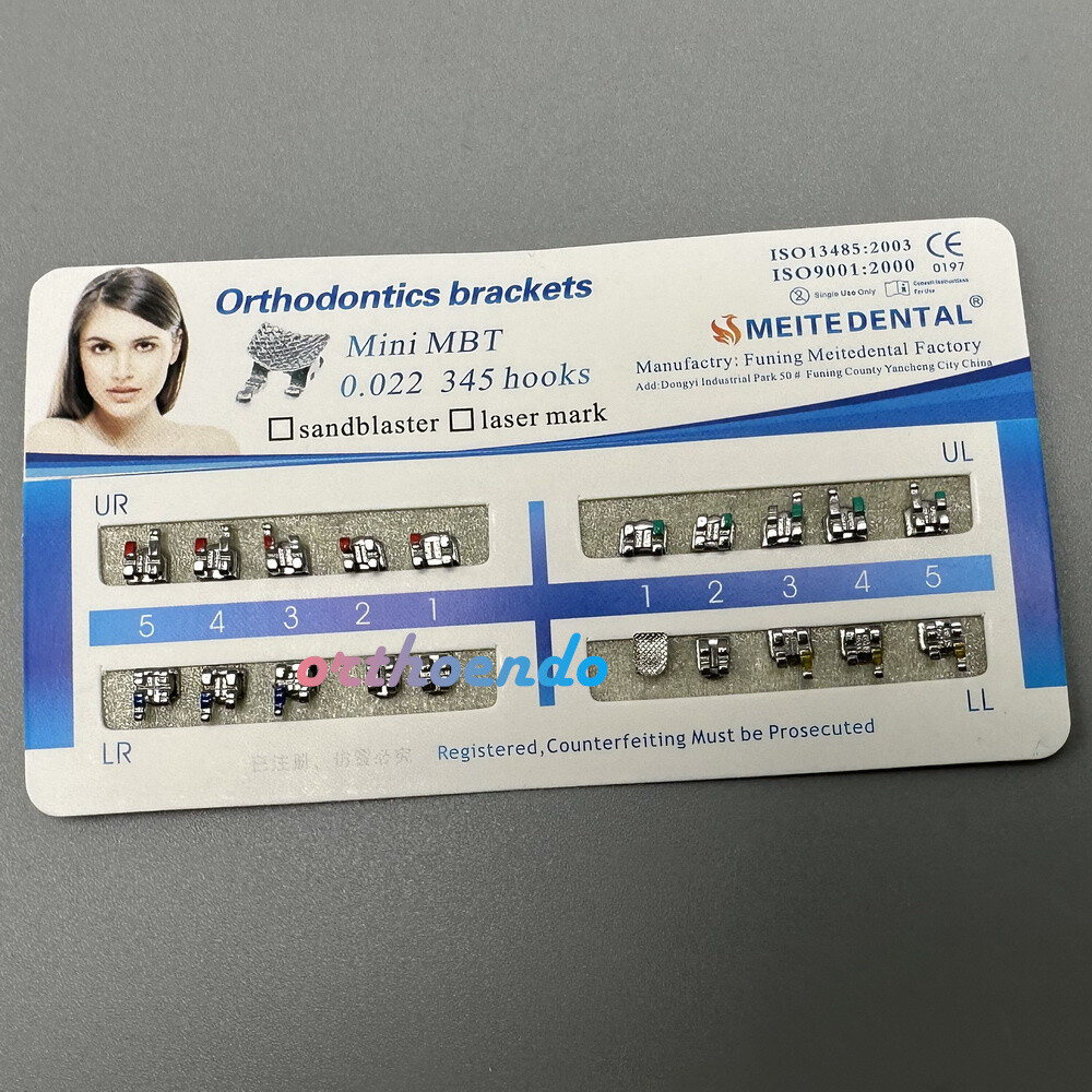 20Pcs=1 Set Dental Orthodontic Brackets Braces Metal Mini Roth/MBT 022 345 Hooks