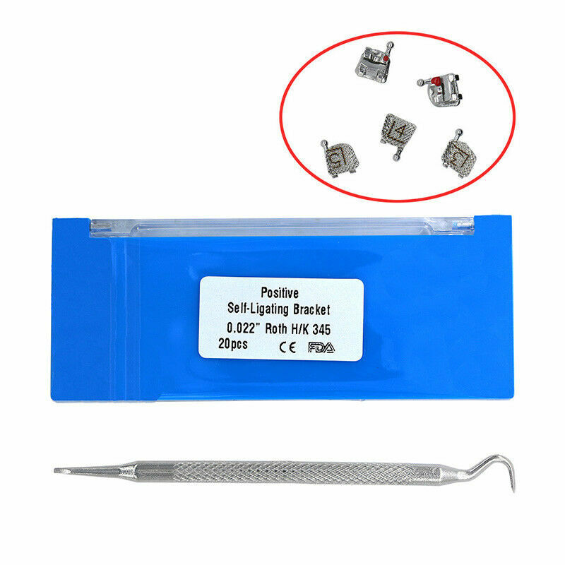 Dental Orthodontic Self-ligating Brackets Roth 022» With 345 Hooks+Tool Bomaoer