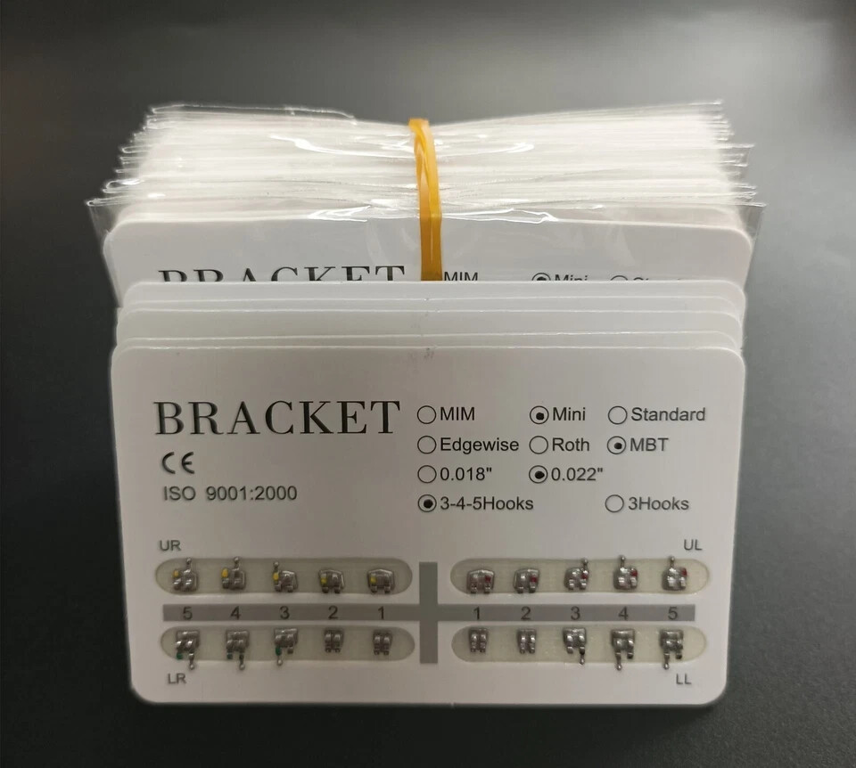 100Sets Dental Orthodontic Brackets Braces Metal Min MBT .022 Hook 3 4 5 Hooks
