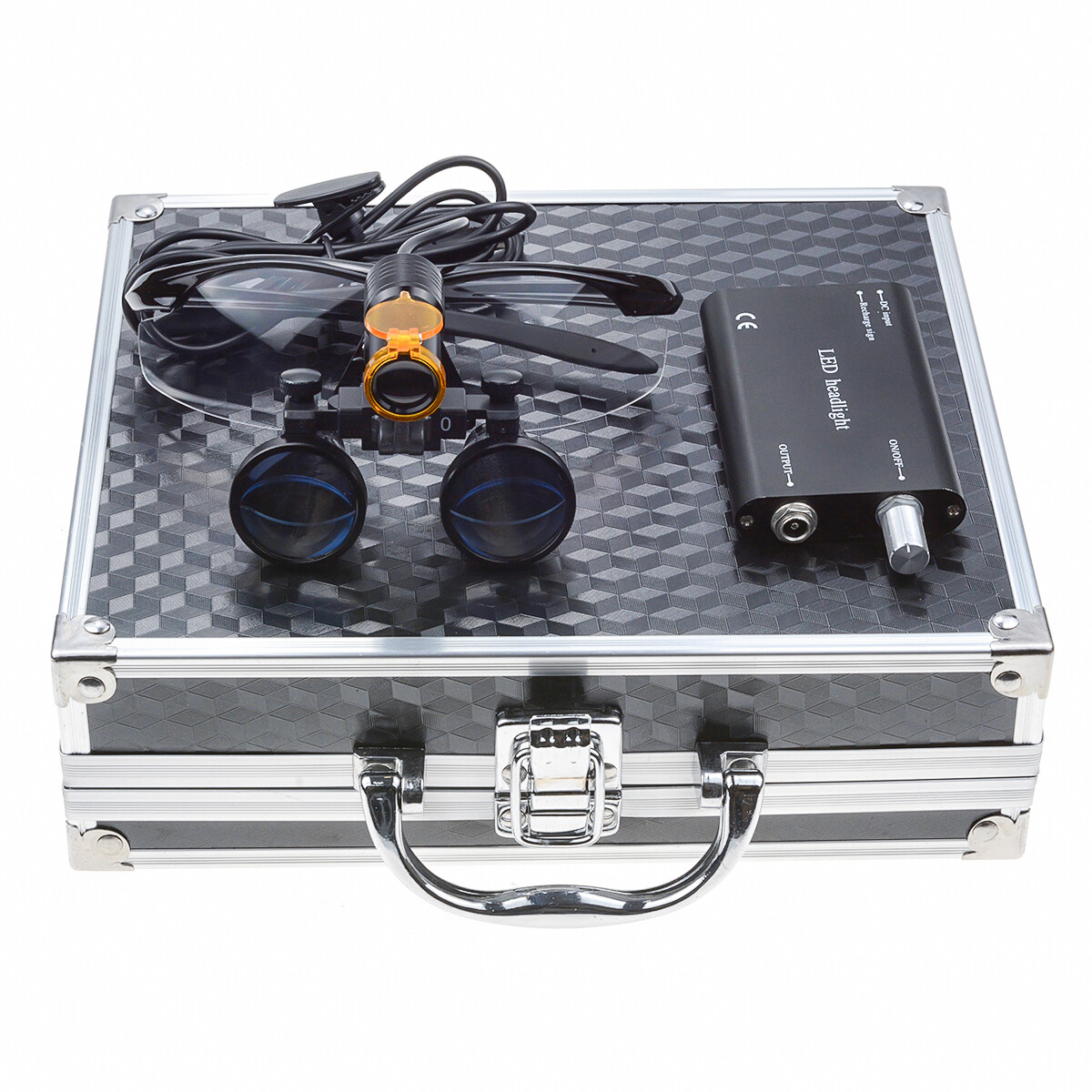 Dental 5W LED Headlight+Light Shield Shade+2.5X420mm Surgical Loupe DY-007 Black