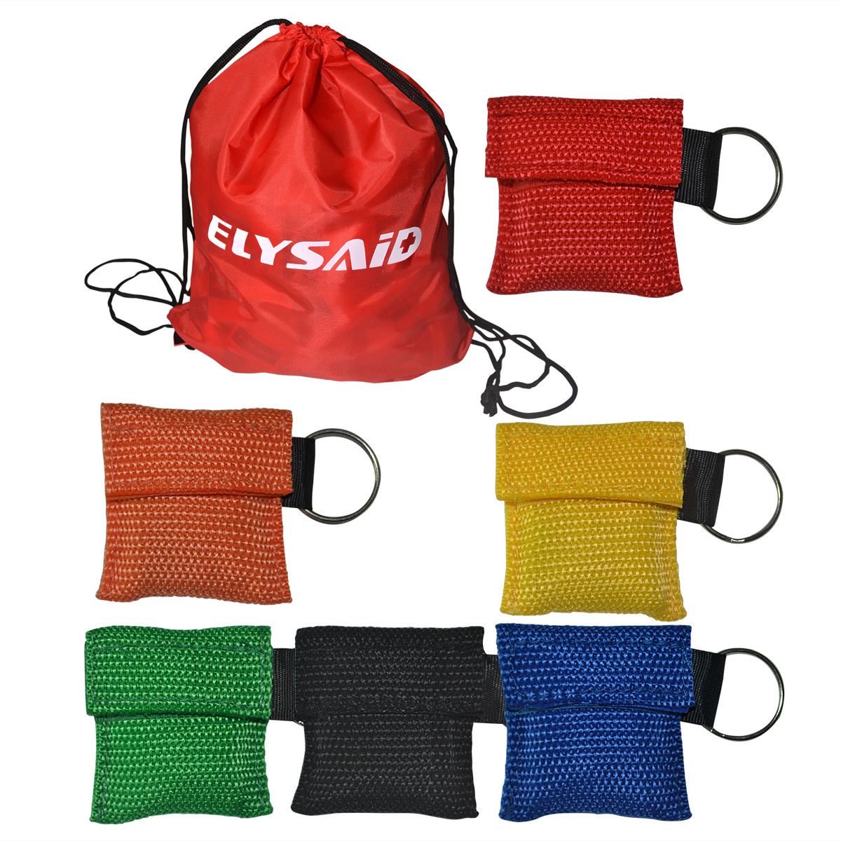 200pcs Random Color CPR No Label Nylon Keychain Transparent CPR Mask CPR Kits