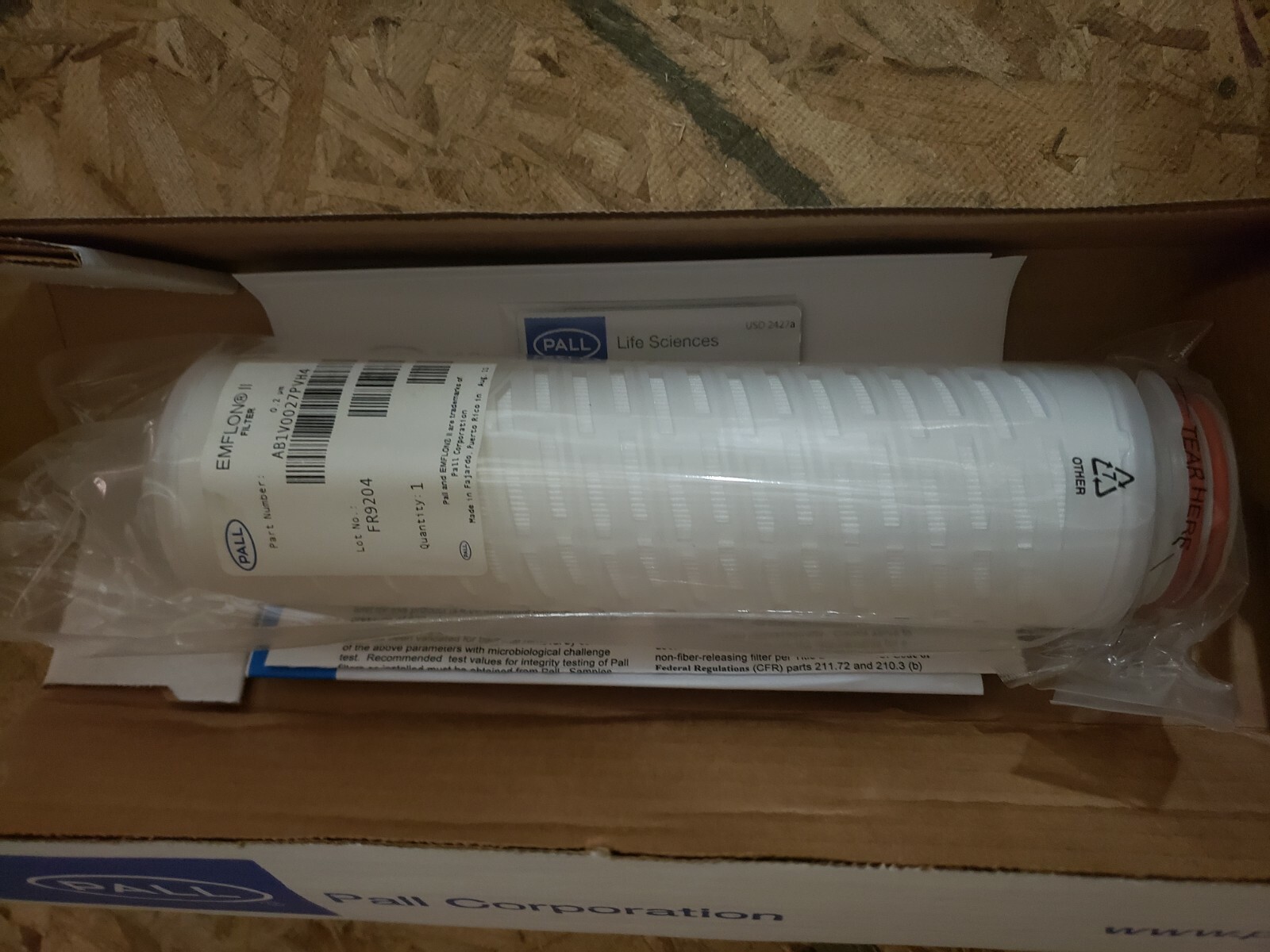 PALL EMFLON II AB1V0027PVH4 Filter 0.2 Micron AB-Style Cartridge 10″