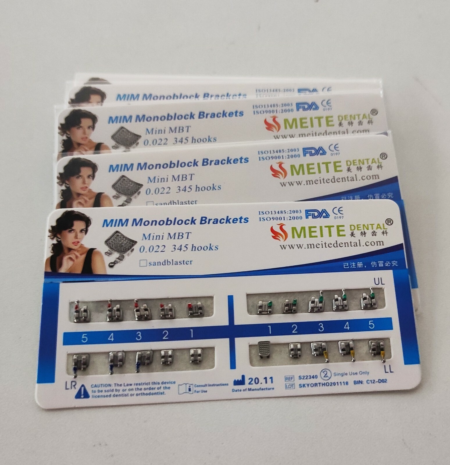 10 Packs Dental Brackets Metal Braces Mini MBT 022 345 Hooks MIM Ultrathin