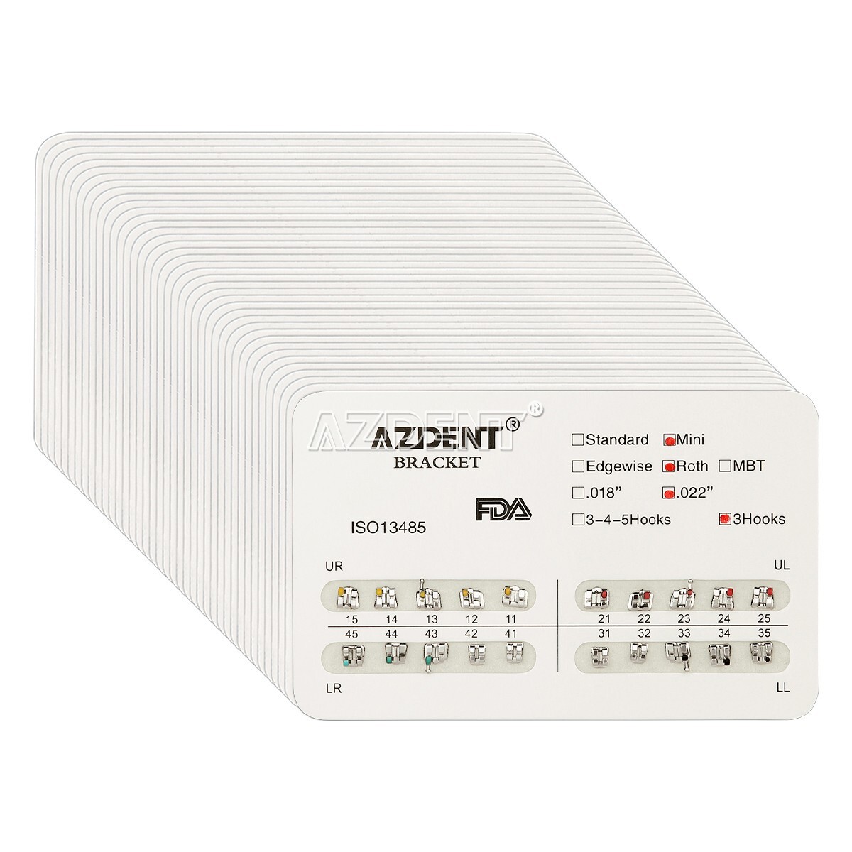 USA 50x AZDENT Dental Orthodontic Metal Brackets Braces Mini Roth.022 Hooks 3