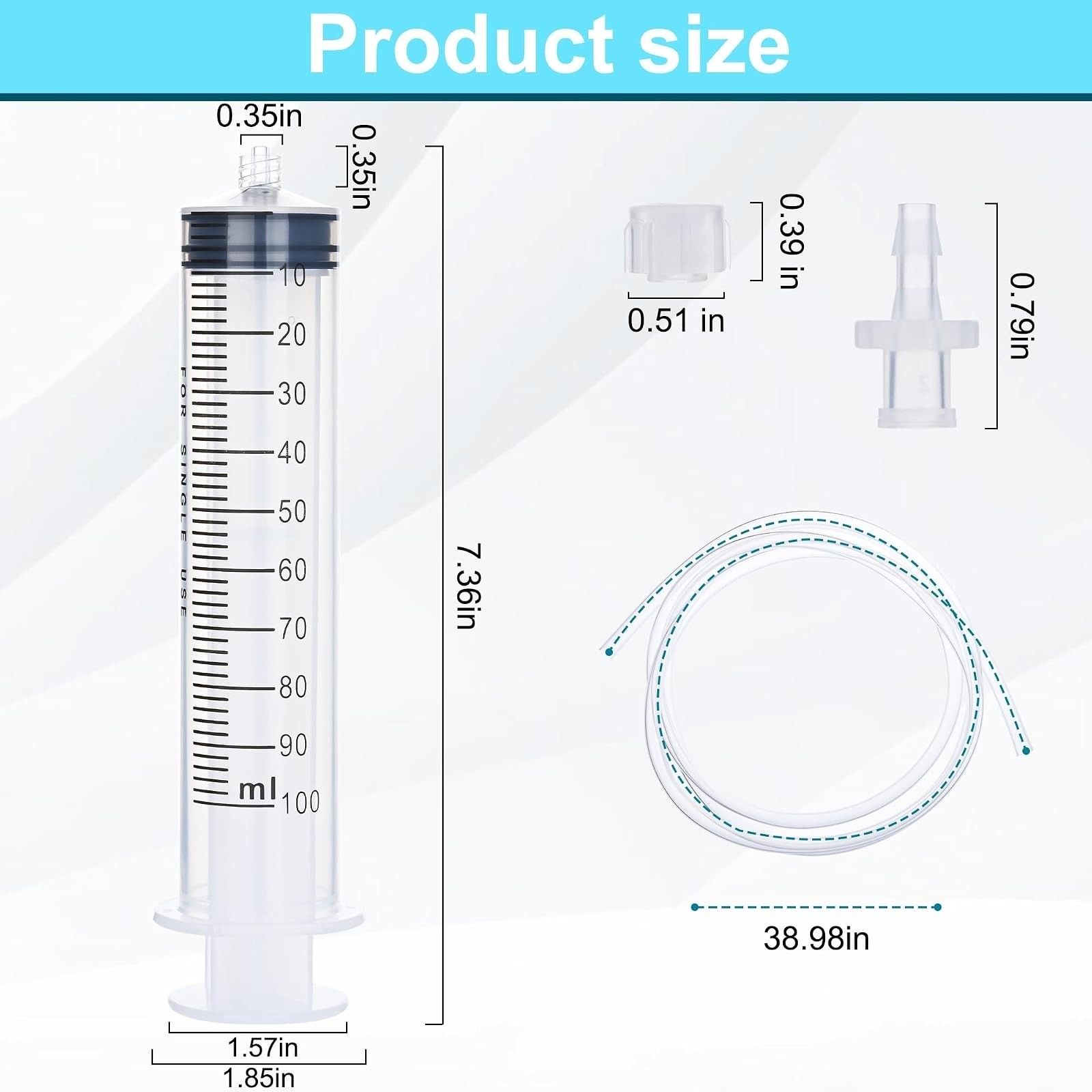 100ml Luer Lock Syringe – 2 Pack with Tubes & Connectors for Liquid