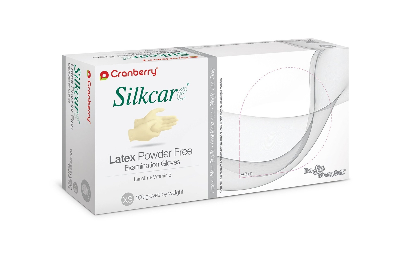 Cranberry USA CR7816case Silk care Powder Free Exam Gloves, Small, Latex, Bea…