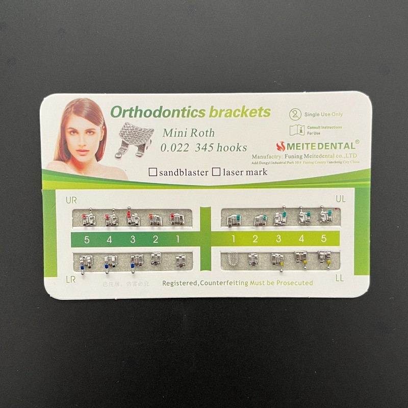 10 Sets Dental Orthodontic Metal Brackets Mini Roth 022 345 hooks Mesh Base