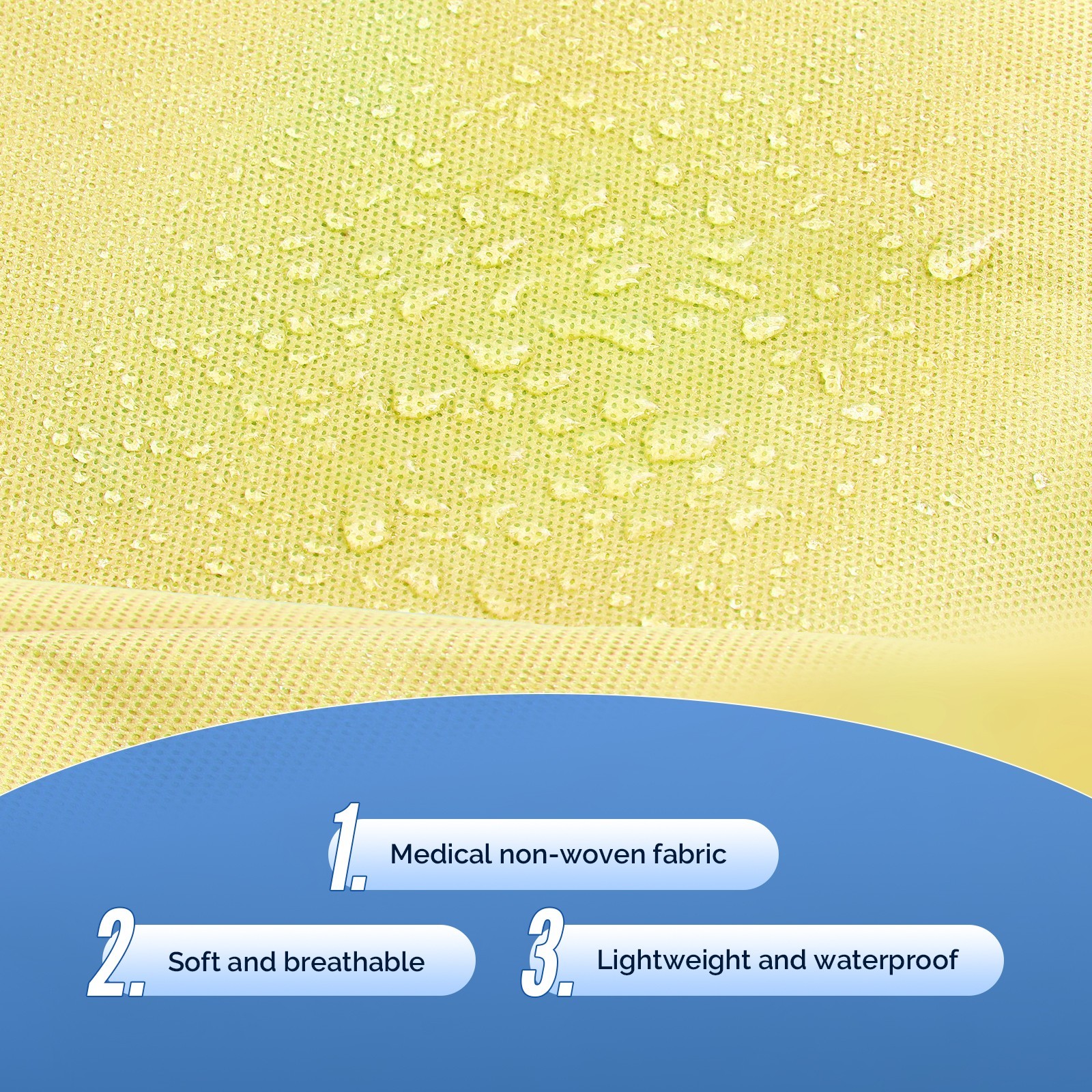 Dental Disposable Isolation Gowns Knit Cuff Long Sleeve Soft 120*140cm Yellow