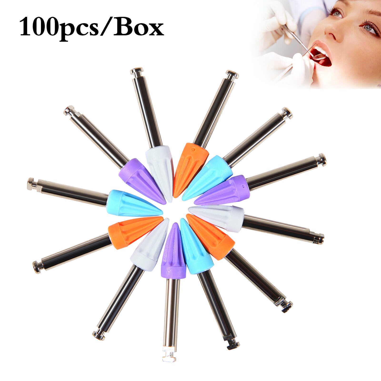 100PCS Prophy Cup Latch Type RUBBER DENTAL TOOTH POLISHING CUP Tapered shape