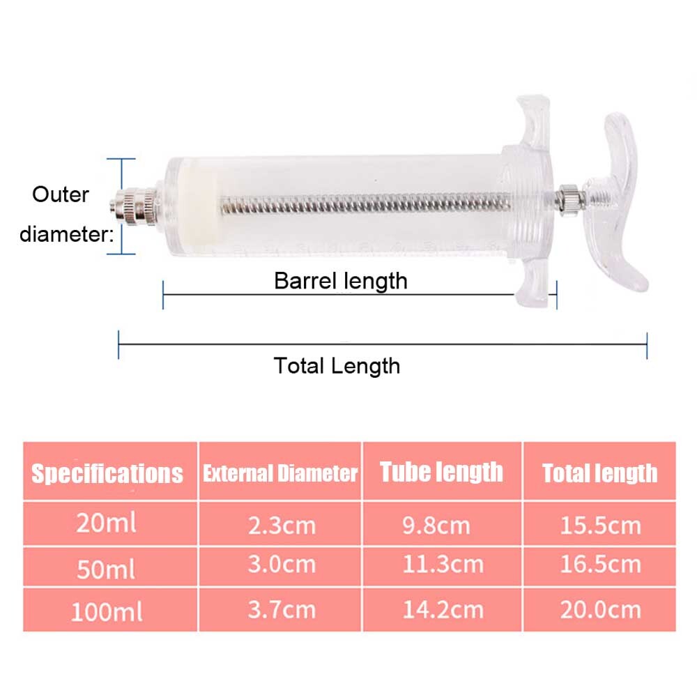 1/2/3/4 set 20/50/100ml Reusable Veterinary Syringe for Livestock Supply Tool US