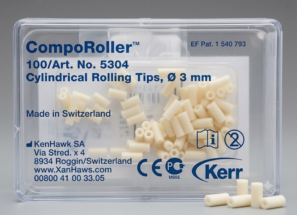 KERR CompoRoller CYLINDRICAL 3mm. 5304 Rolling Tips 100pk. Made in Switzerland