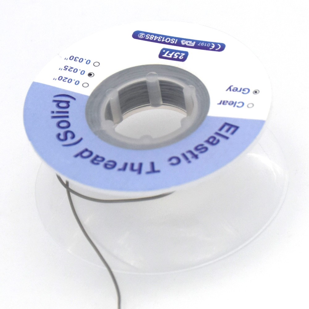 3 Pcs Dental Solid Ortho Round Powerful Solid Elastic Thread Grey 030+025+020