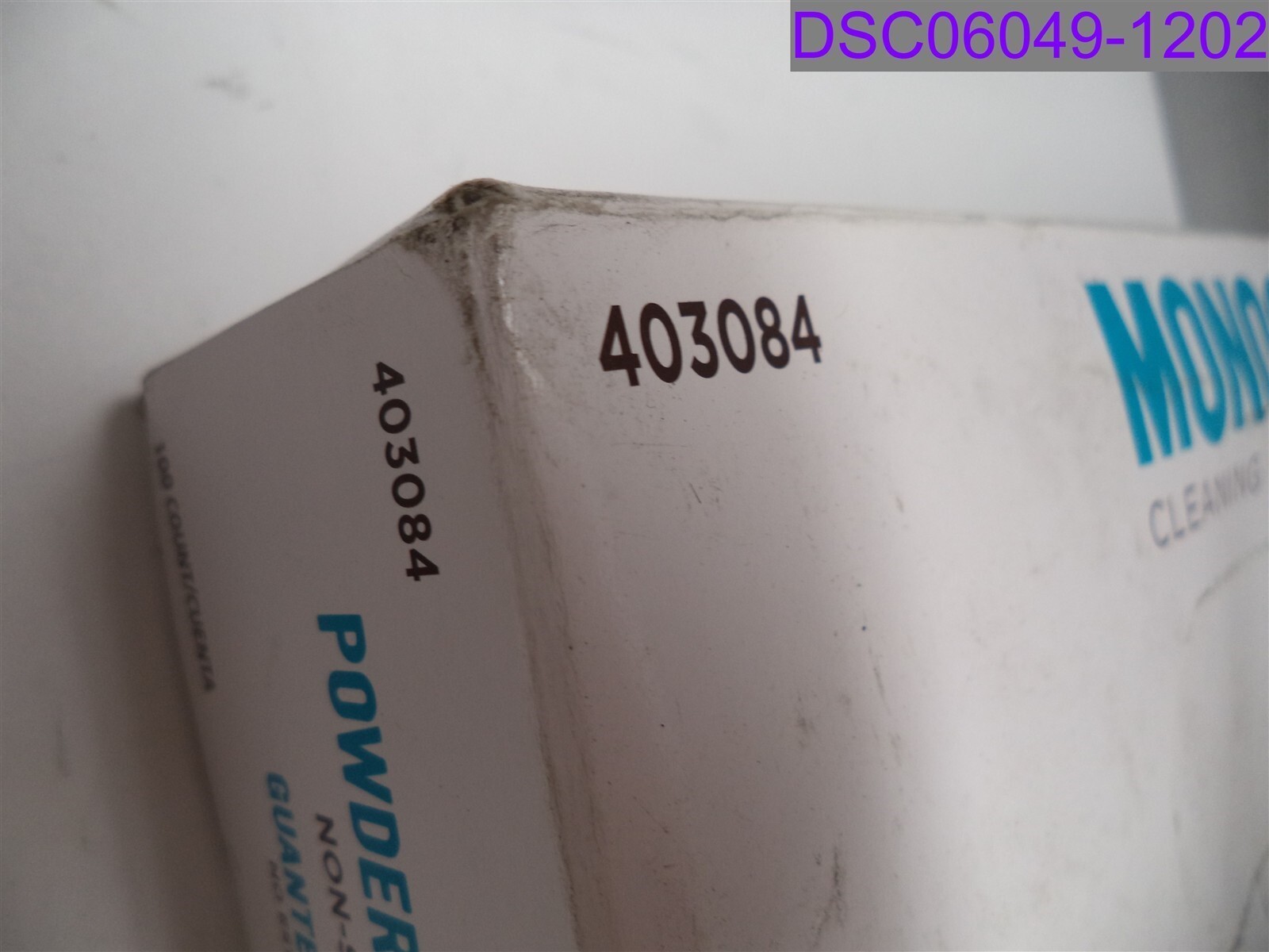DAMAGED BOXES Qty= 5 Boxes: Monogram Powder-Free Vinyl Gloves Size XL P/N 403084
