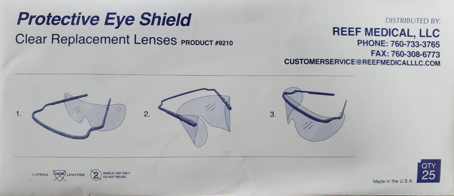 Value Shield Disposable Medical/Dental Eye Shield Clear Single Use 50 Pack