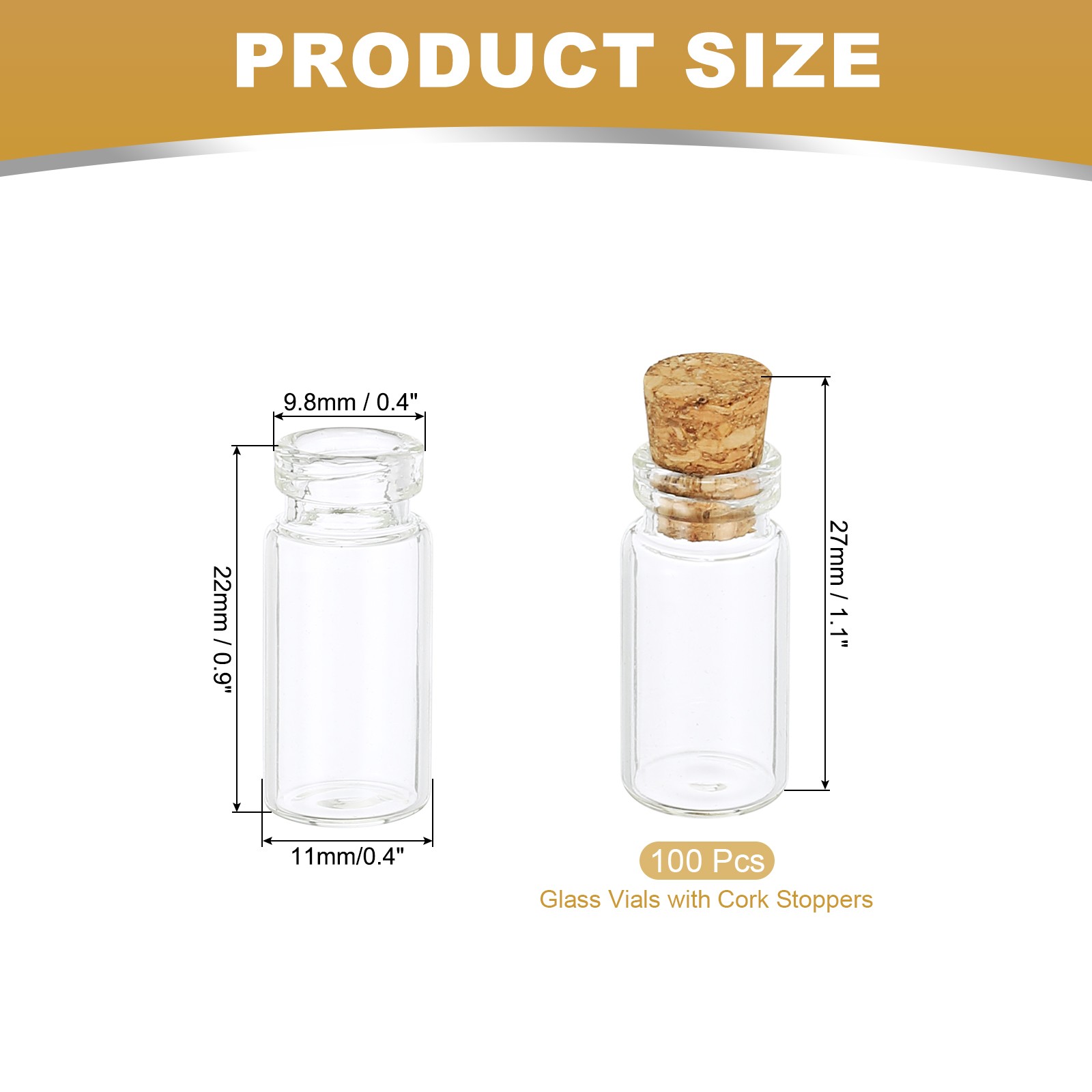 1ml Tiny Glass Bottles Vials 100Pcs Mini Clear Bottles Glass with Cork Stoppers