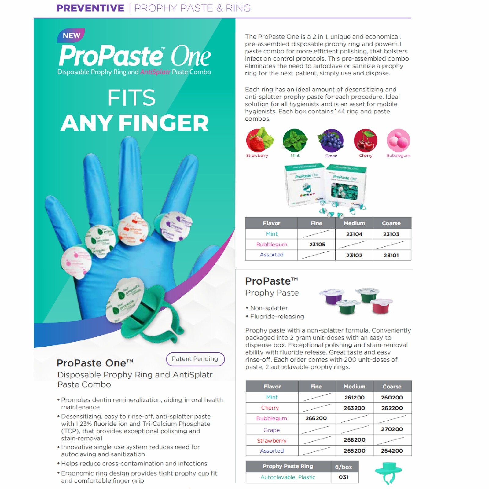 ProPaste Dental Prophy Paste 200 cups with 2 plastic autoclavable prophy rings