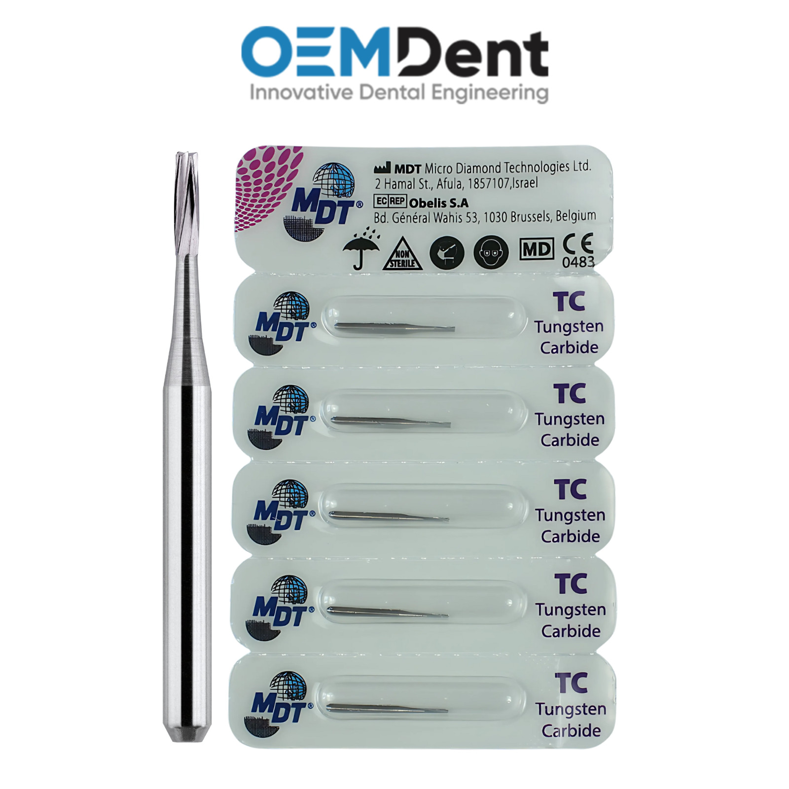 MDT Flat Fissure Plain Cut FG Carbide Burs Cavity Shaping L19.0mm Restorations