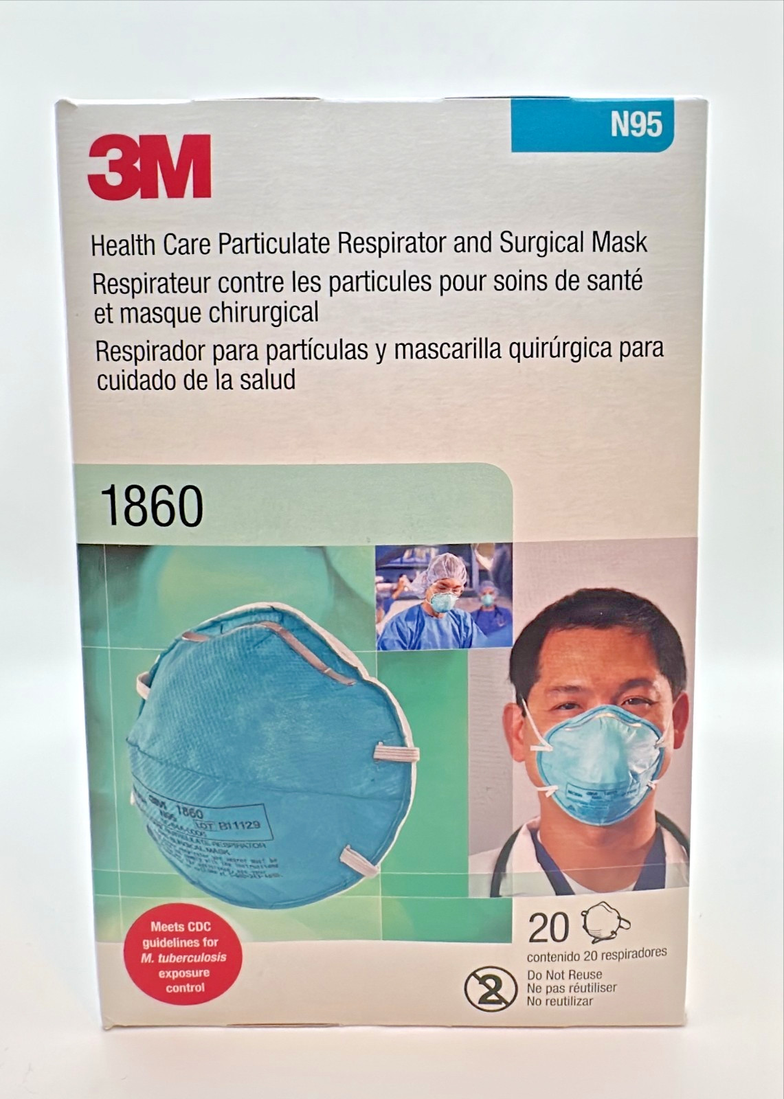 3M 1860 N95 Health Care Particulate Respirator & Surgical Mask -Small, 120/Case