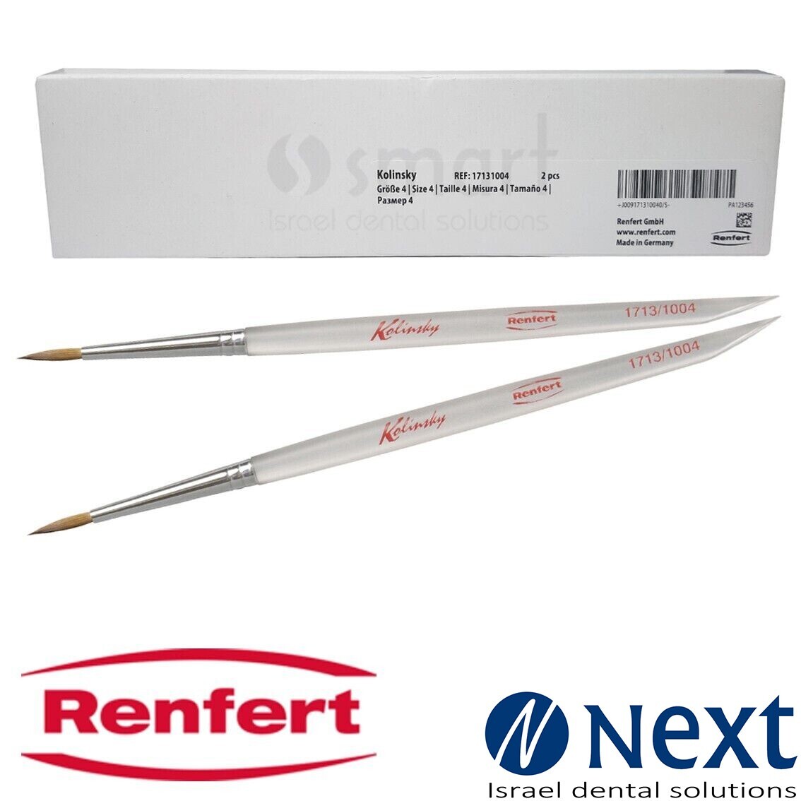 Lotx2 Renfert Dental ceramic brush premium Natural bristle №4 Kolinsky 17131004