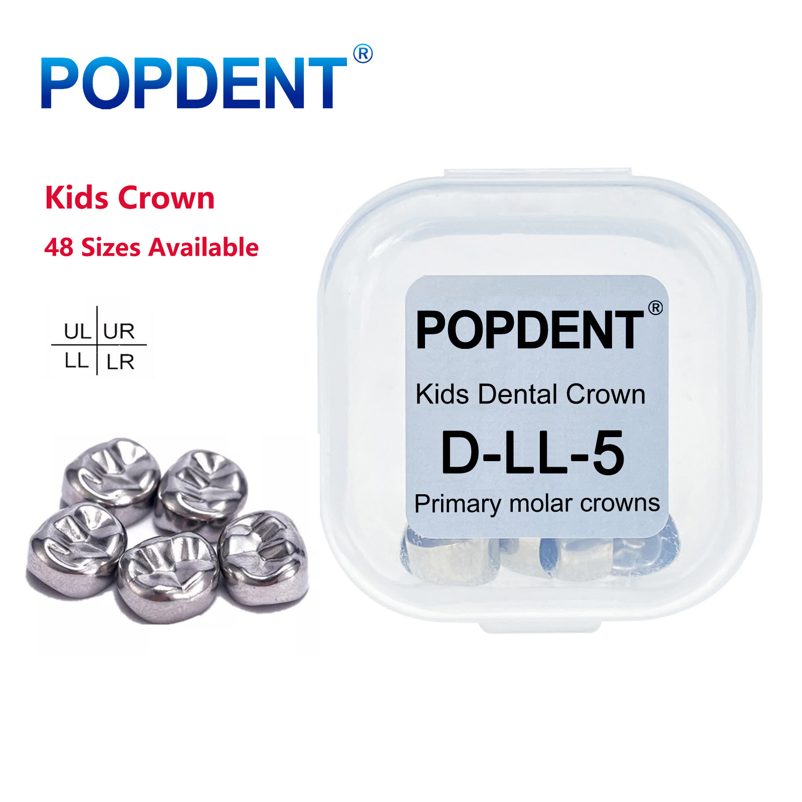 5Pcs Dental Kids Crown stainless steel Primary Molar Pediatric Crowns 48 Sizes