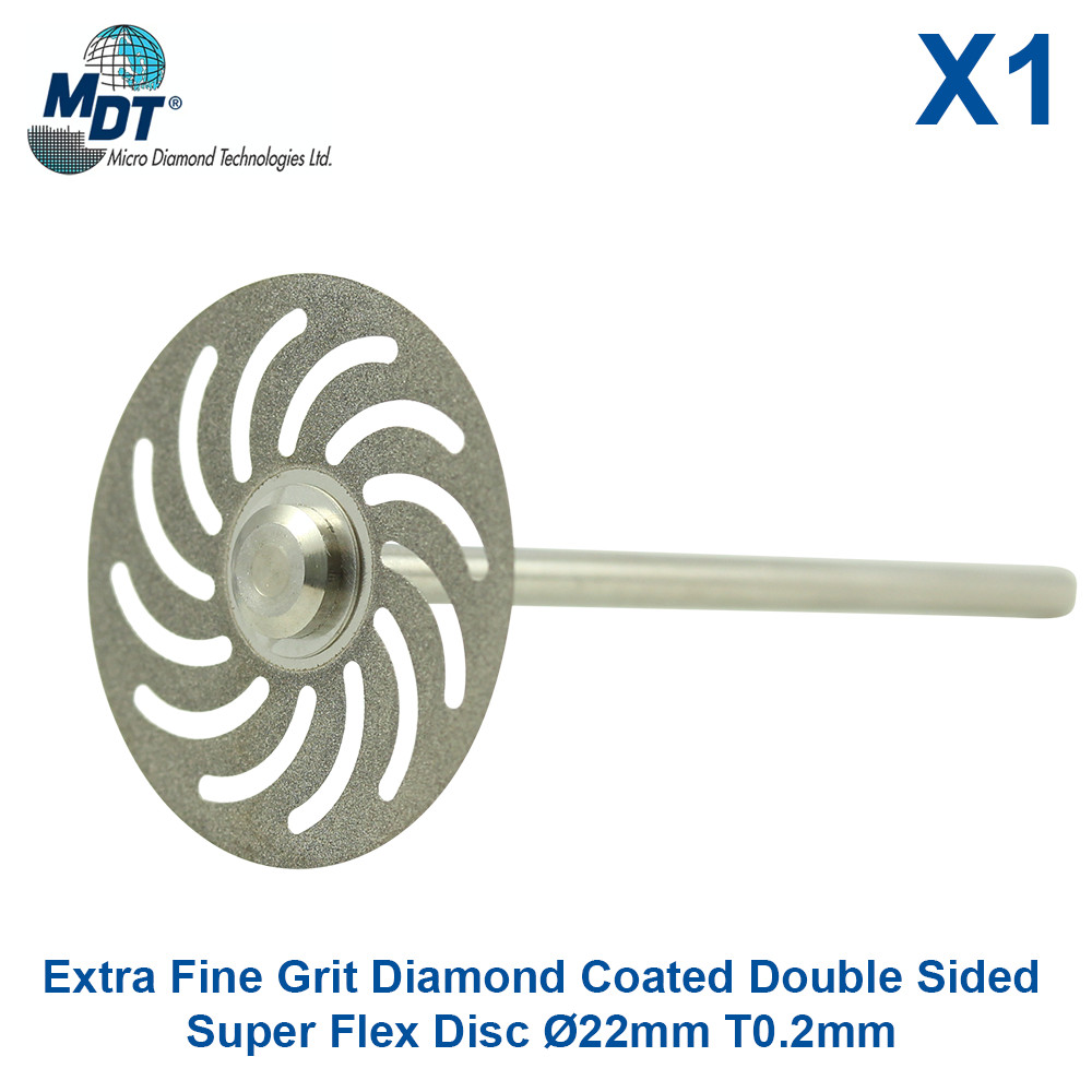 Dental MDT Extra Fine Grit Diamond Coated Double Sided Super Flex Disc Ø22 T0.2