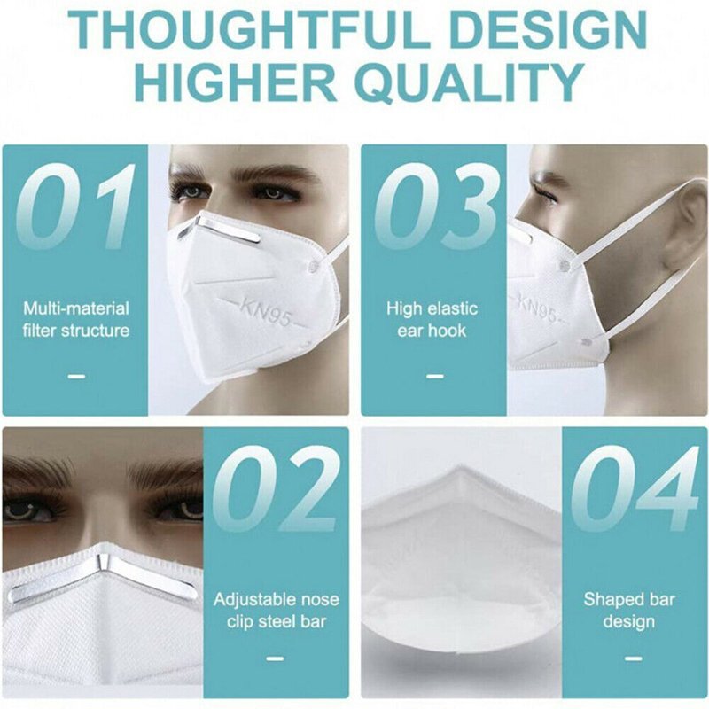 BLACK KN95 Protective 5 Layers Face Mask Disposable Mouth Cover Respirator (X10