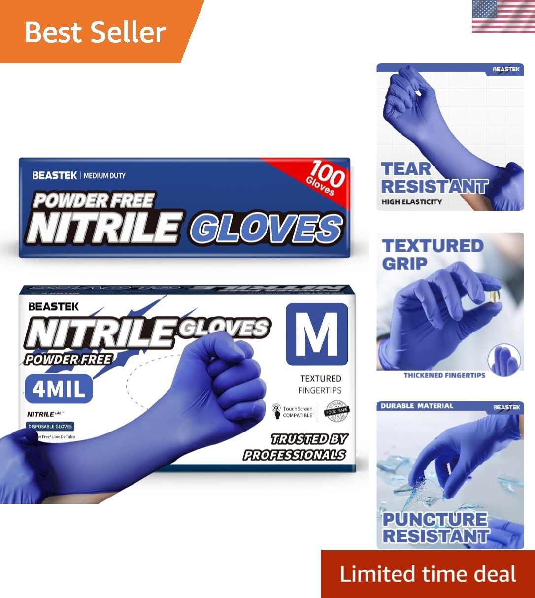 Latex-Free Nitrile Gloves, 100-Count – Perfect for Cooking, Medical & Cleaning
