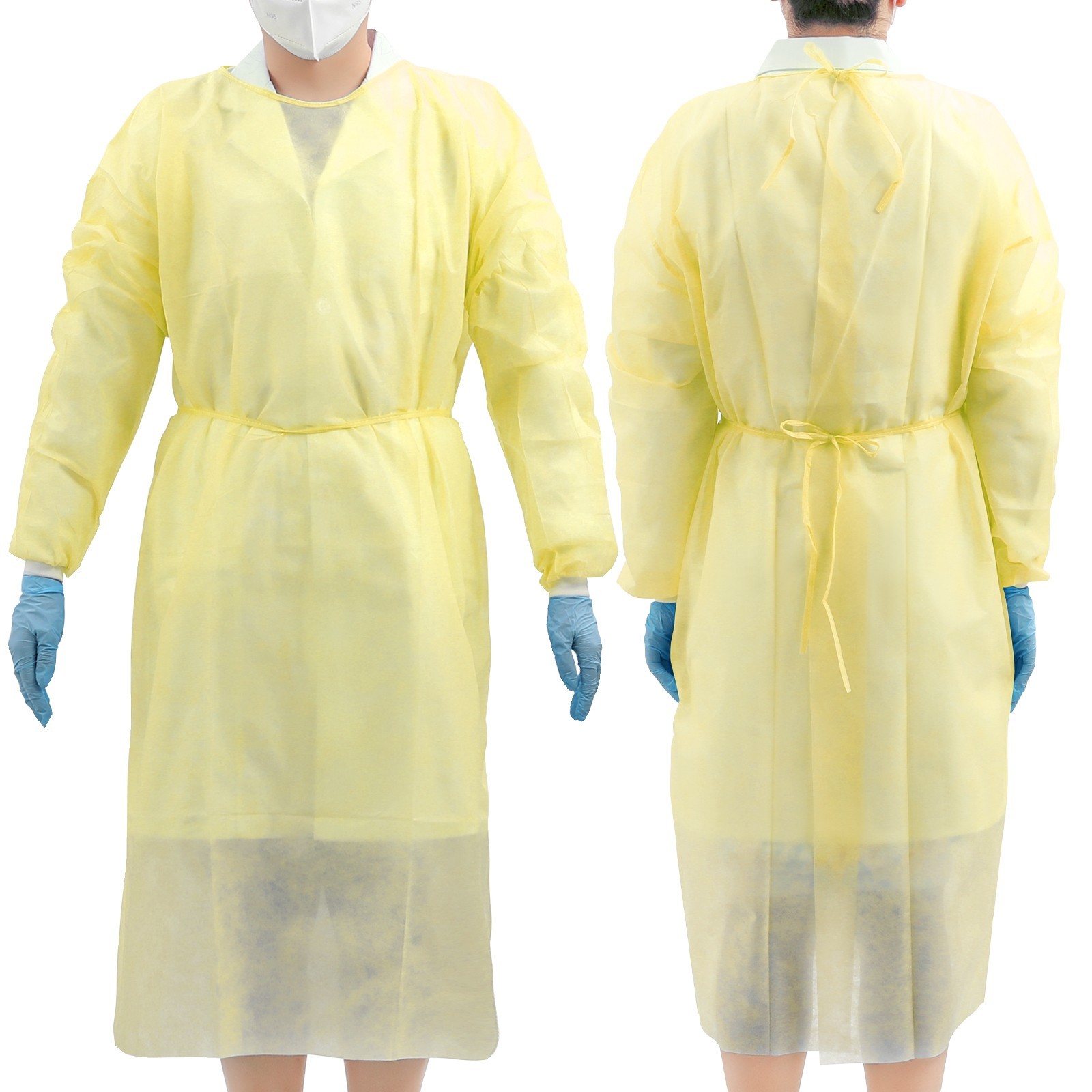 Dental Disposable Isolation Gowns Knit Cuff Long Sleeve Soft 120*140cm Yellow