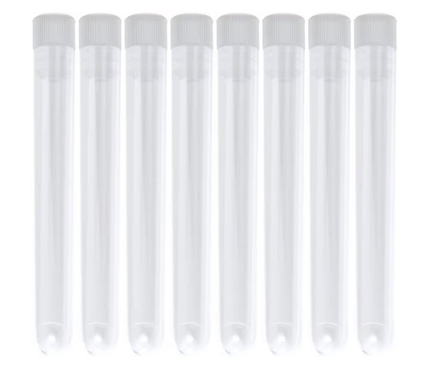 Test Tubes And Caps , Polypropylene, Pack Of 25 Non Sterile 12×75 mm Volume 5mL