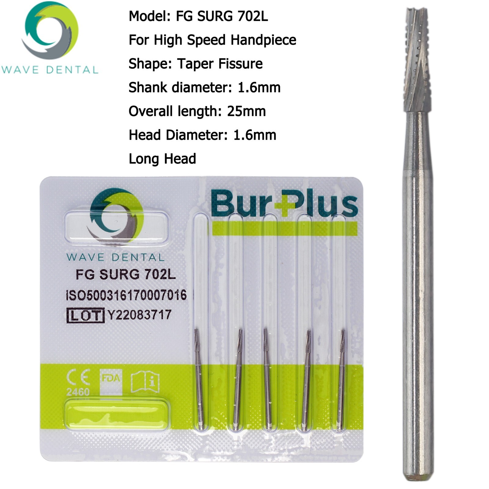 Wave Dental 701 702 703 Surgical Burs FG SURG High Speed Carbide FGOS Midwest