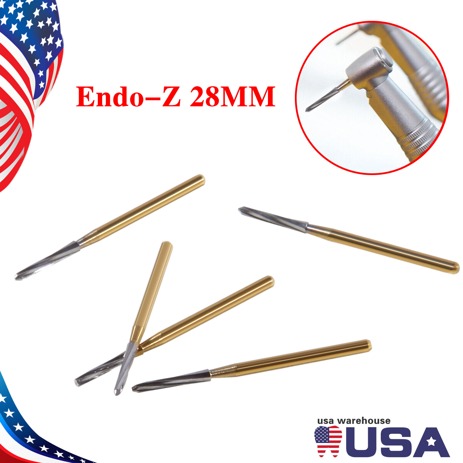 50 Pcs Dental Endo-Z Bur Carbide Tungsten Surgical Cutter Drill Burr 1.0*28mm