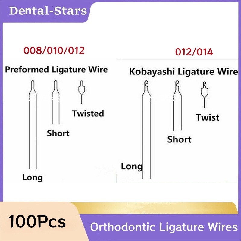 100Pcs Dental Orthodontic Wire Preformed/Kobayashi Ligature Ties Stainless Steel