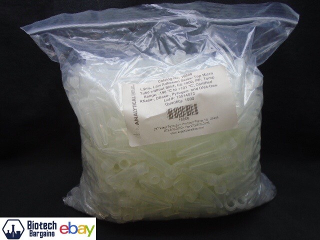 Analyical Sales 1.5mL Low Adhesion Screw Top Micro Tube No Skirt No Cap 1000/Pk